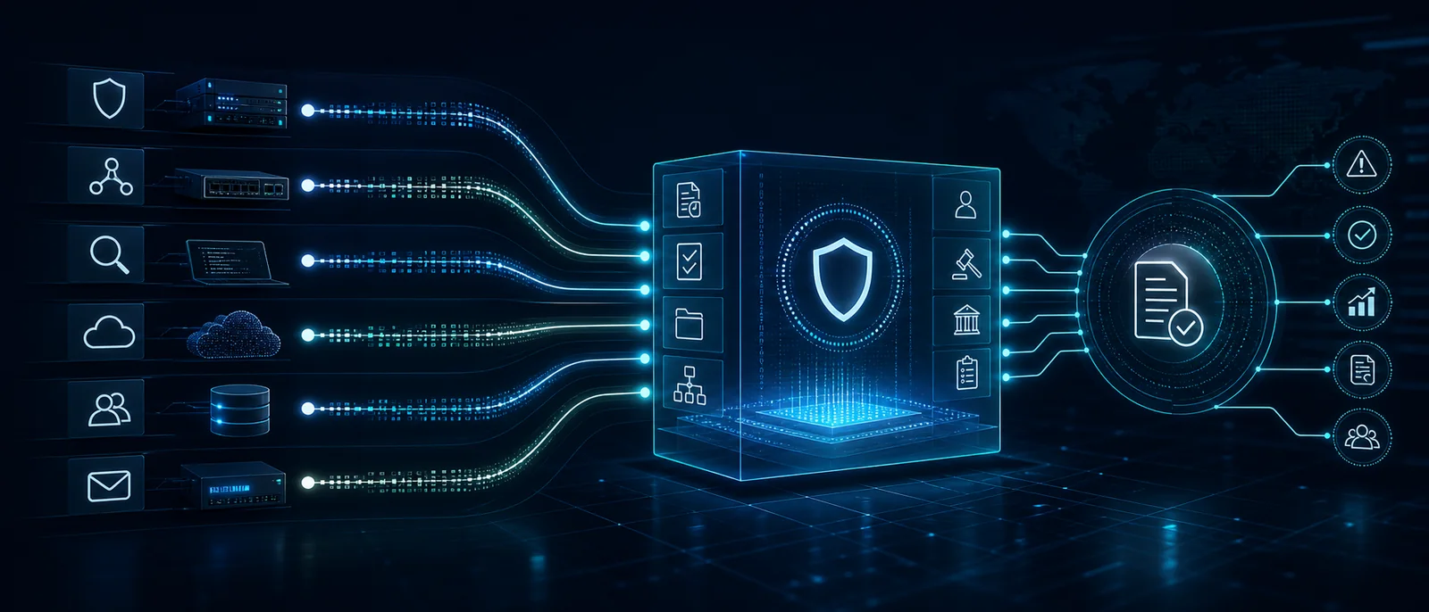 Herramientas de seguridad conectadas con una capa operativa de riesgo y cumplimiento