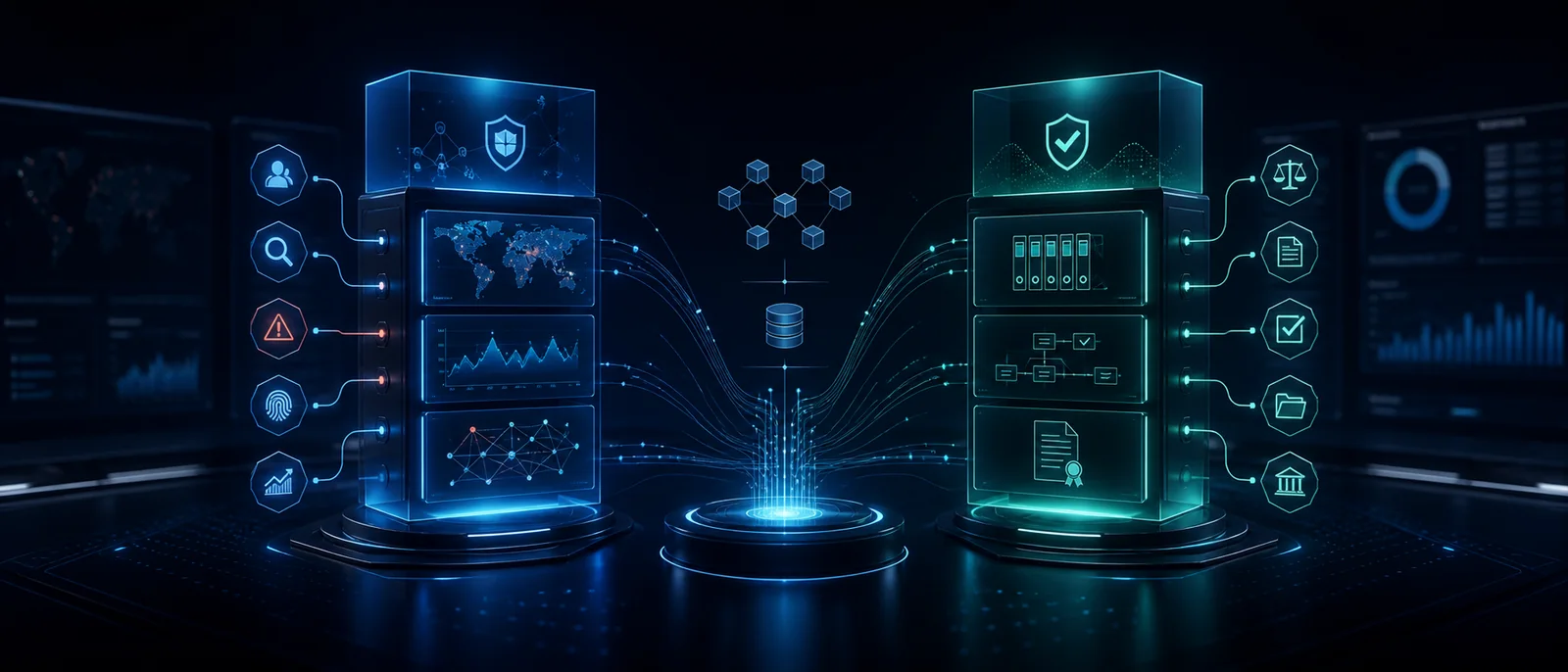 Dos módulos conectados por evidencias, casos, controles e informes